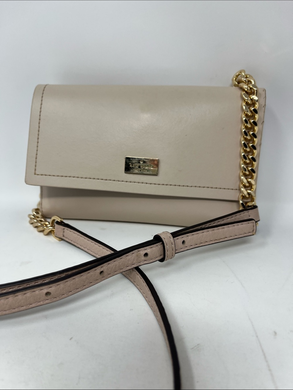 KATE SPADE NEW YORK BLUSH COLOR COW LEATHER WITH ROYAL BLUE INSIDE WALLET BAG